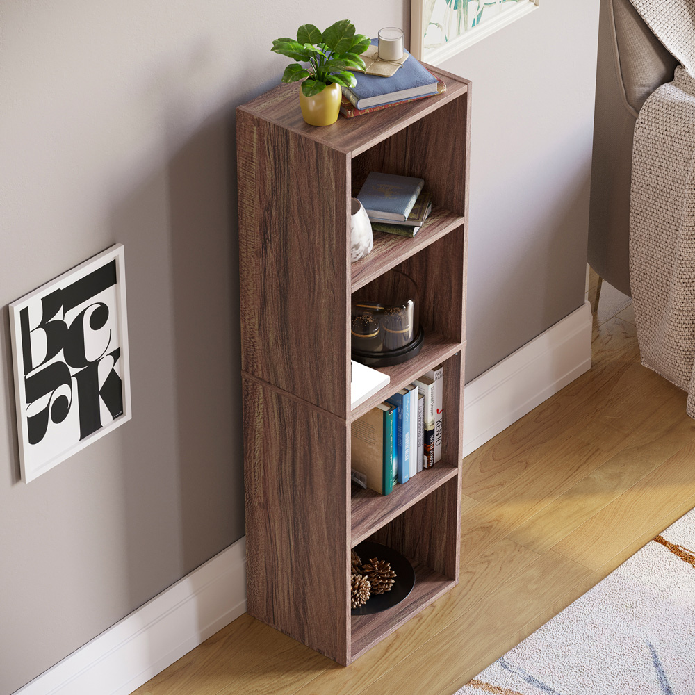 Vida Designs Oxford 4 Shelf Cube Walnut Bookcase Image 6