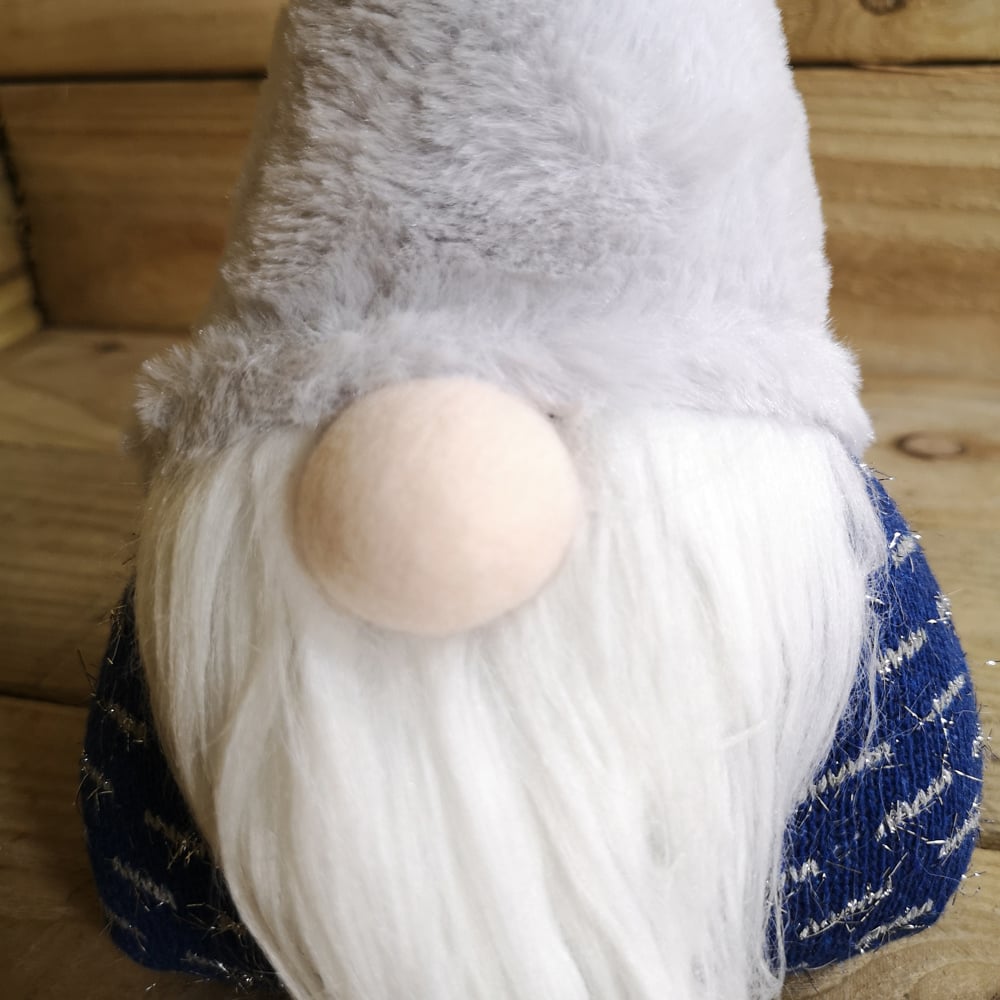 Samuel Alexander Blue and Grey Light Up Christmas Sitting Gonk with Hat Image 3