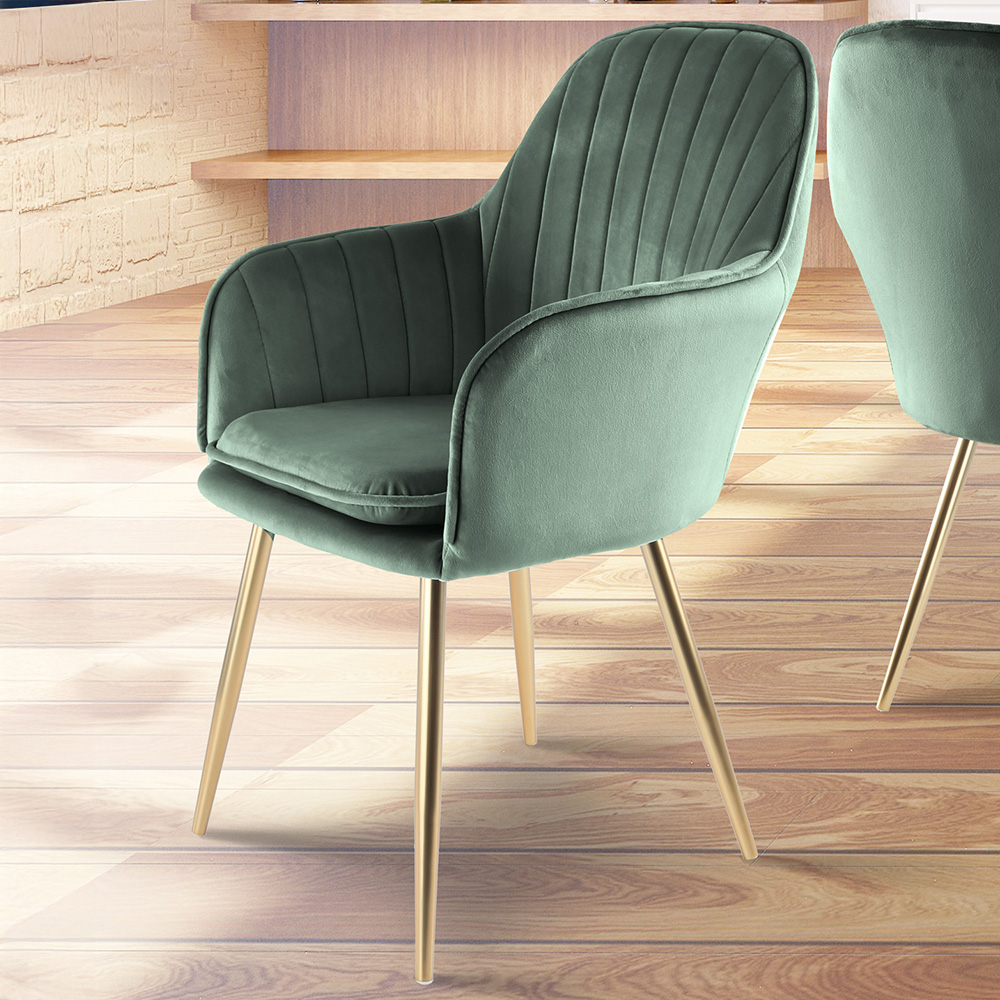 Muse Accent Chair in Velvet Upholstery - Green Image 1