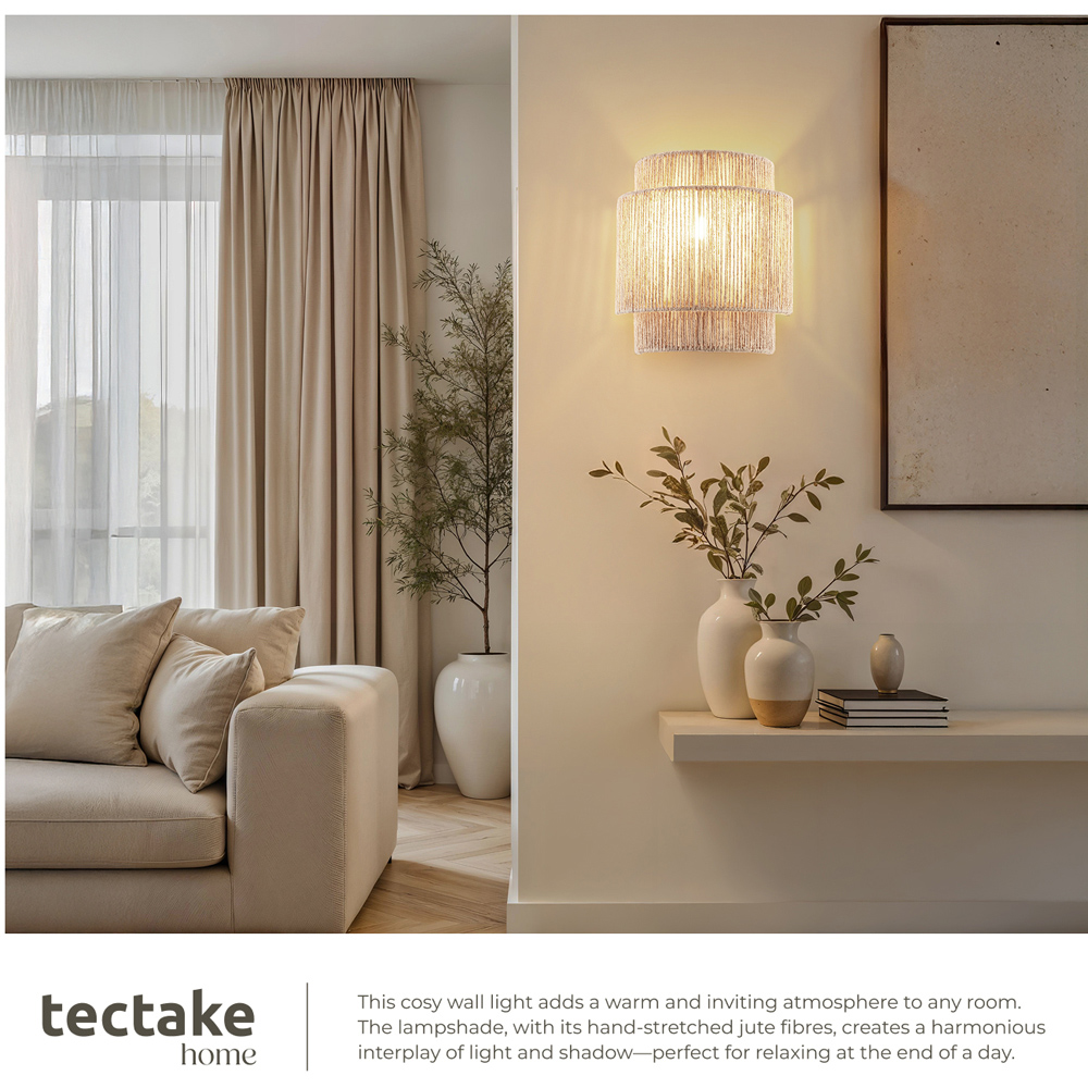 tectake Lignea Lux Jute Boho Style Wall Light Image 7
