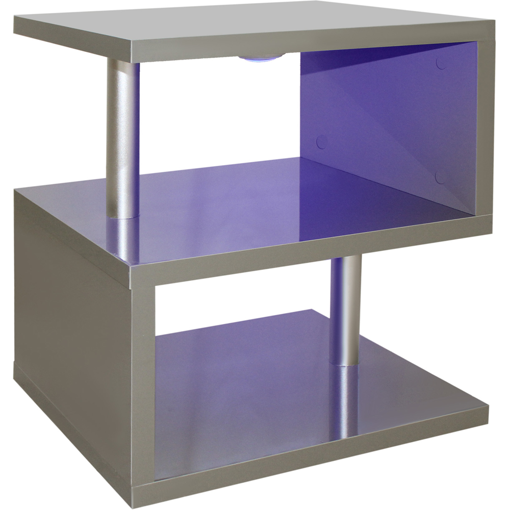 Comfy Living 2 Shelf Grey High Gloss Abstract LED Side Table Image 3