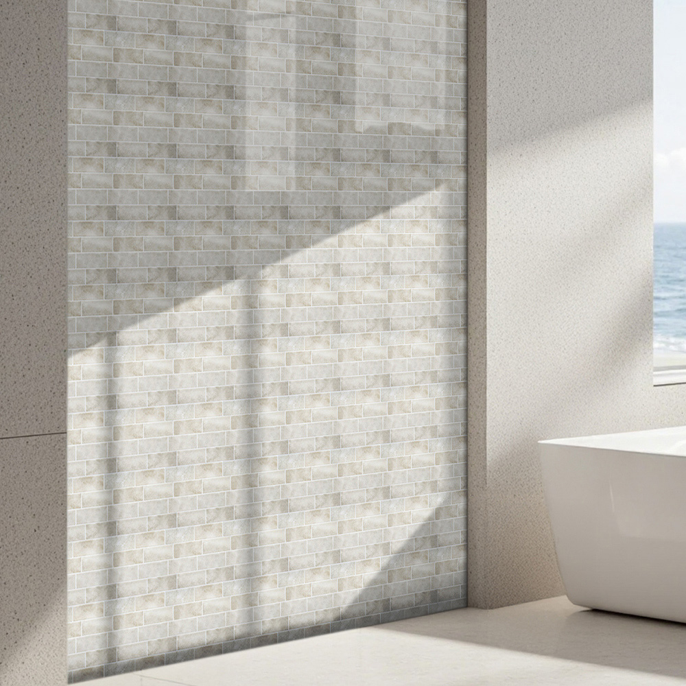 Living and Home Brick Effect Beige Rectangle Self Adhesive Wall Sticker 10 Pack Image 8