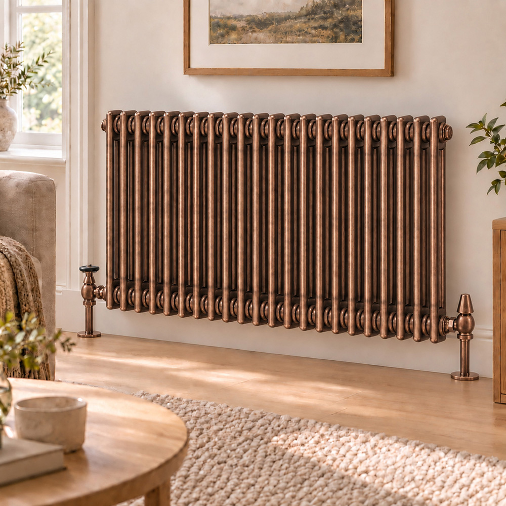 Go Bathrooms Traditional Antique Copper 2 Column Radiator 600 x 1010mm Image 2