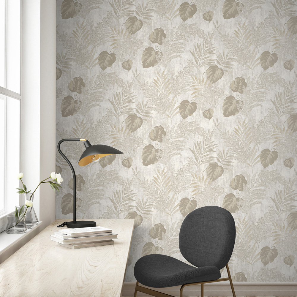 Muriva Phelan Leaf Cream Wallpaper Image 6