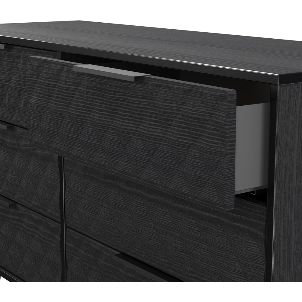 Crowndale Harlequin 6 Drawer Black Ash Wide Chest of Drawers Ready Assembled Image 6