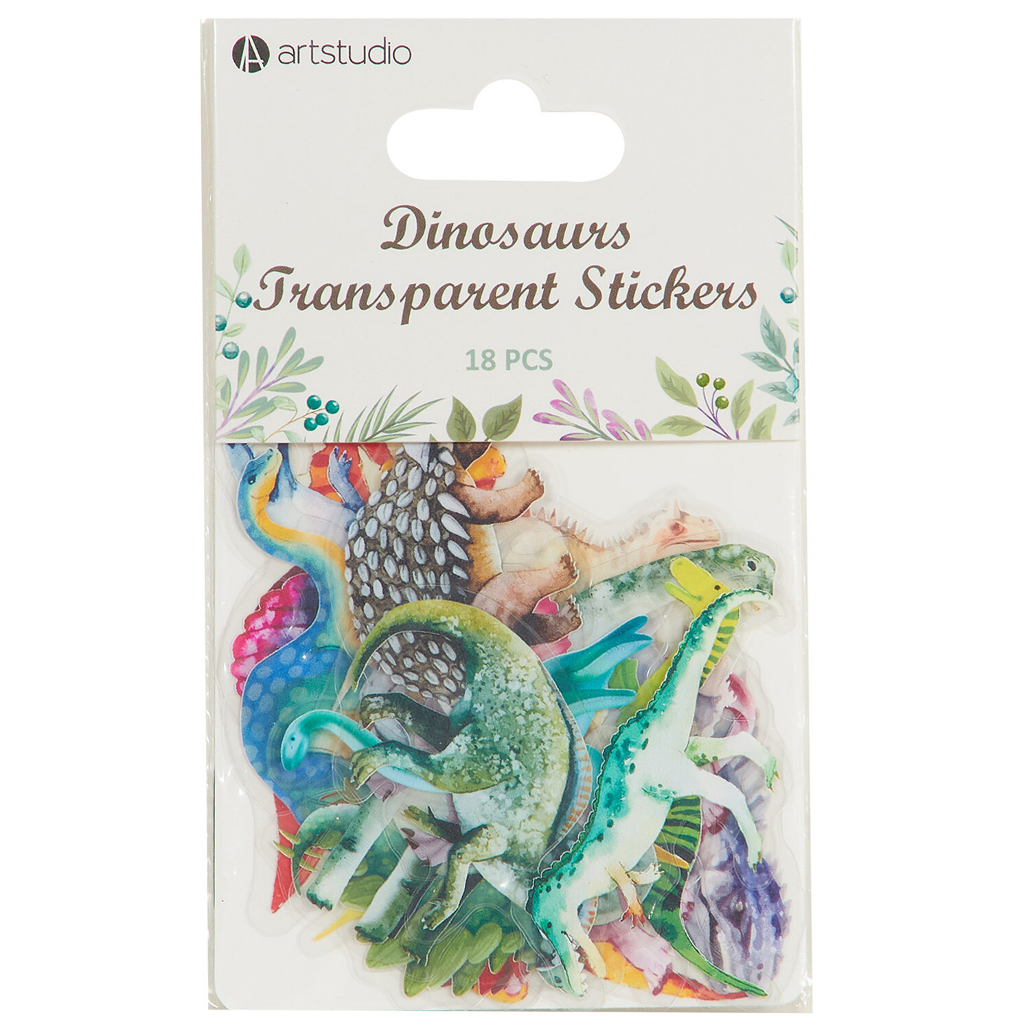 Pack of 18 Transparent Stickers - Multicolour / Dinosaurs Image 1