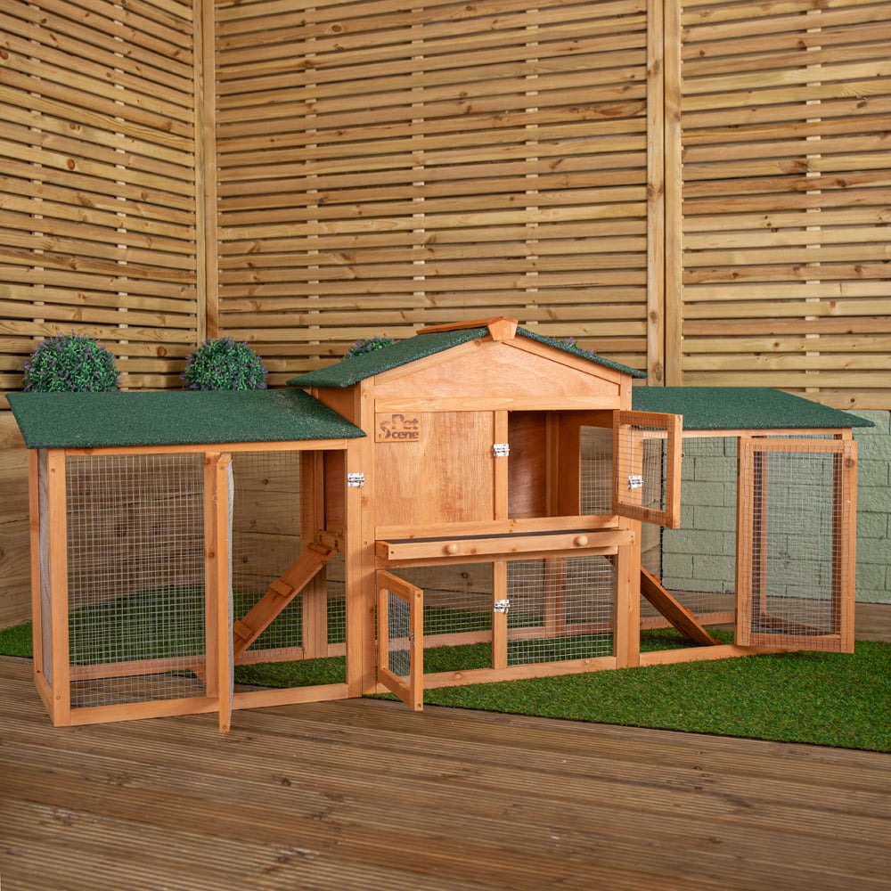Samuel Alexander Extra Large Wooden Outdoor Animal Hutch with Ramp Image 2