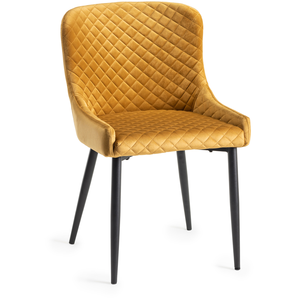 Bentley Designs Cezanne Set of 2 Mustard Velvet Dining Chair Image 2