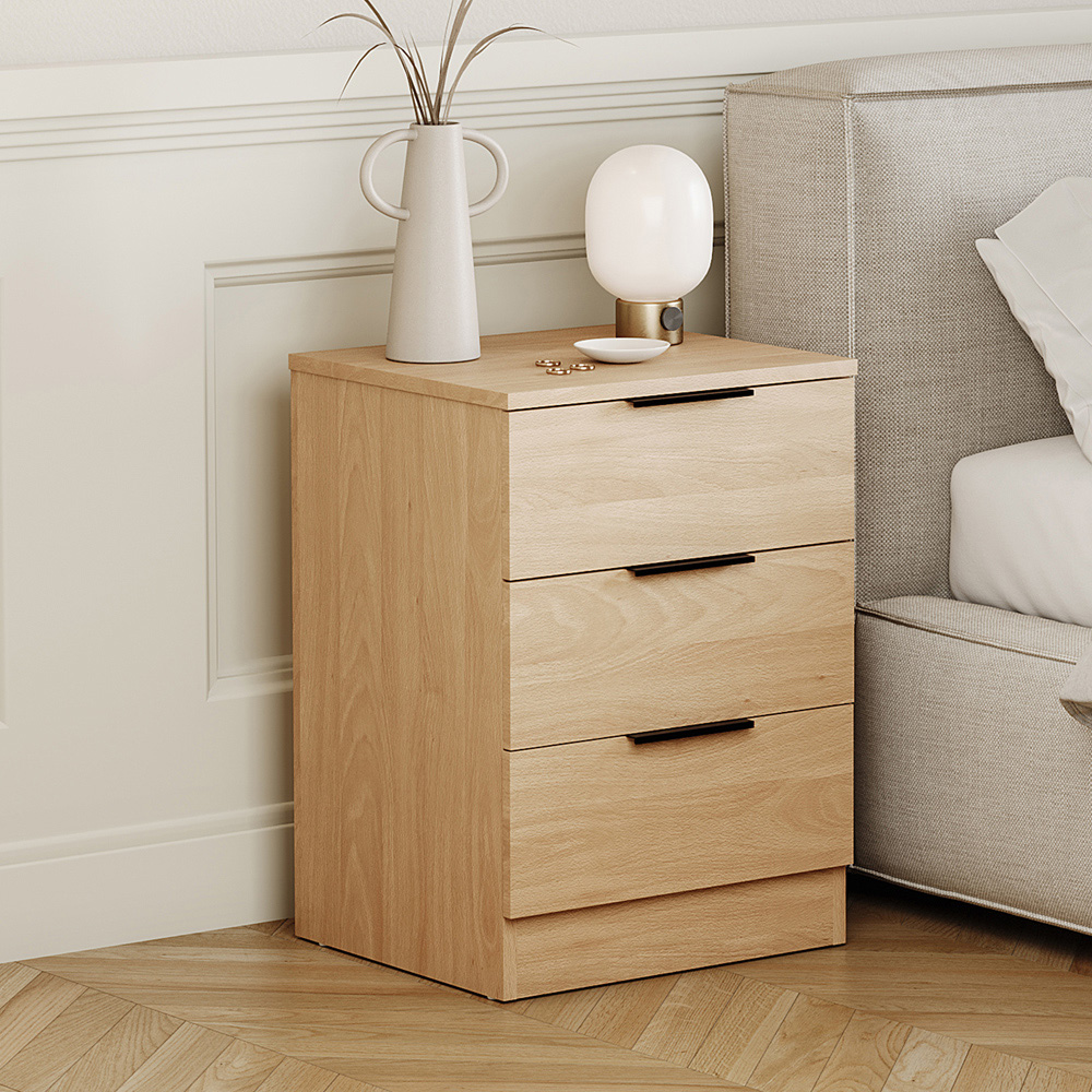 VIDA DESIGNS Terga 3 Drawer Pine Bedside Cabinet Image 5