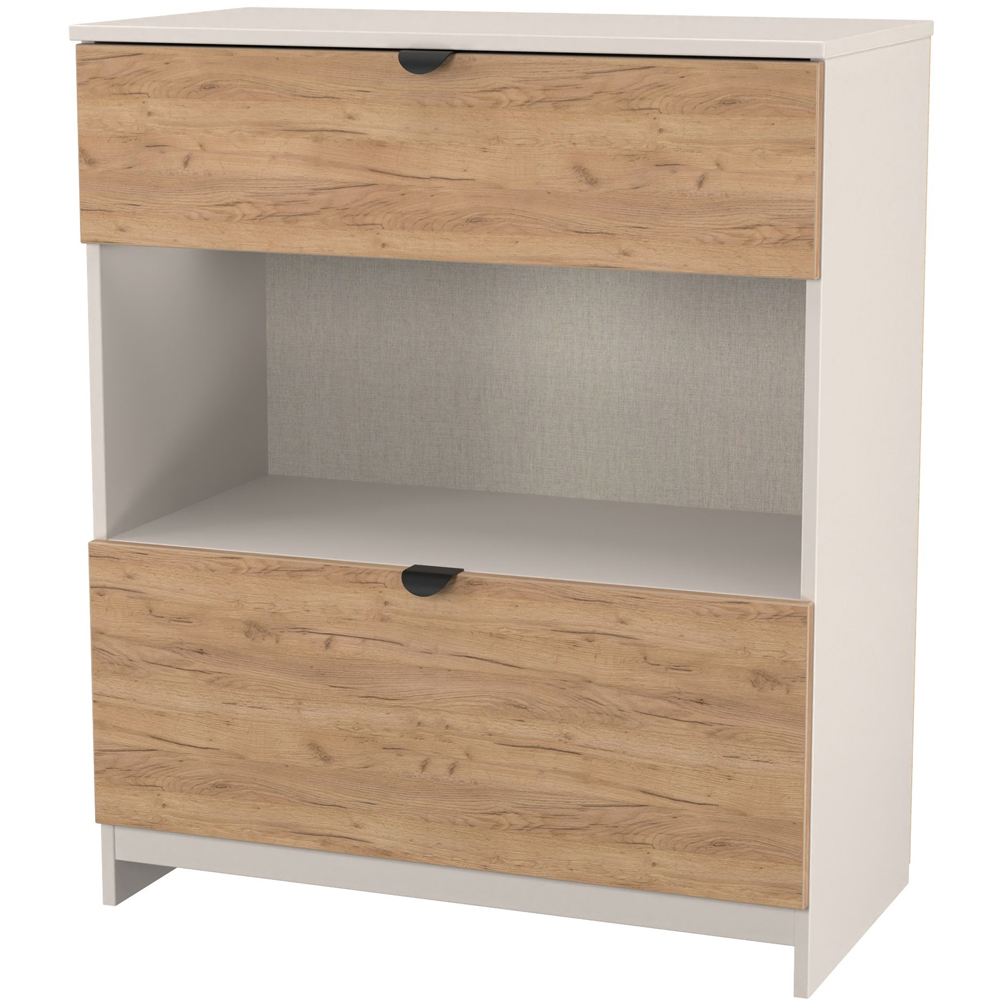 Crowndale Bora 2 Drawer Single Shelf Gold Oak and Kashmir Storage Unit Image 4
