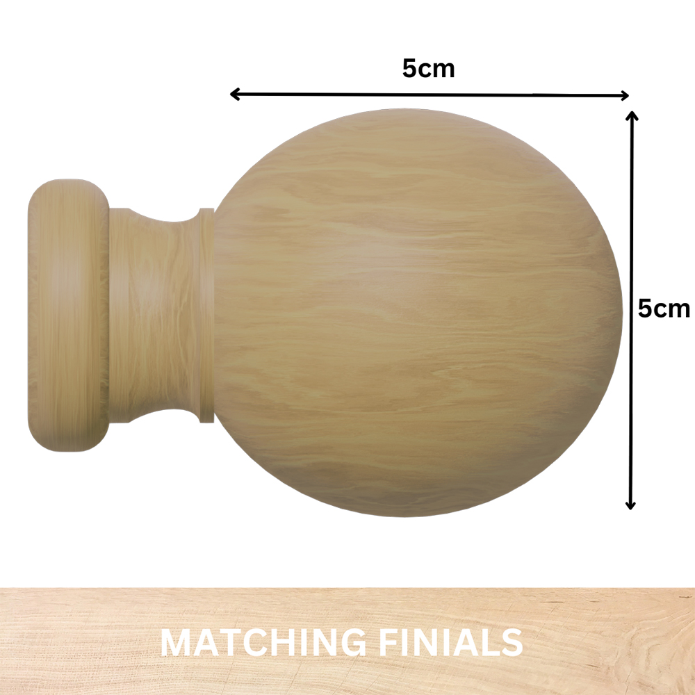 Caecus 200cm Oak Wooden Curtain Pole Image 3