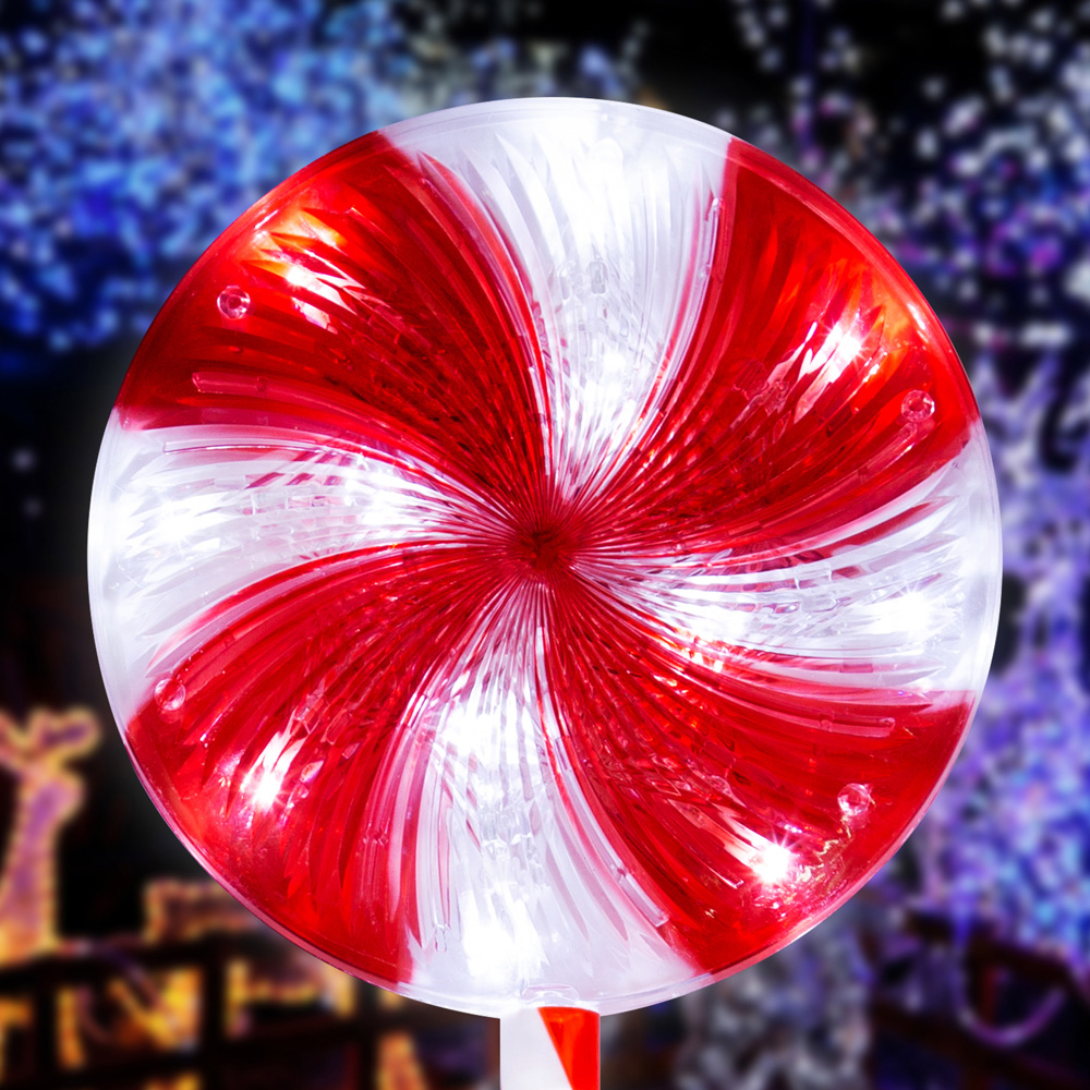 The Christmas Workshop Set of 4 White Lollipop Stake Light Image 5