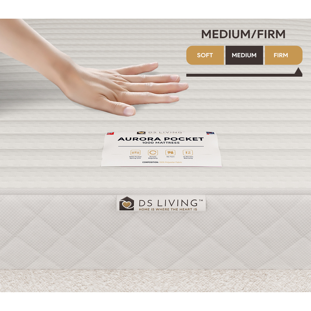 DS Living Aurora Serenity Single 1000 Pocket Sprung Mattress with Comfort Layers Image 5