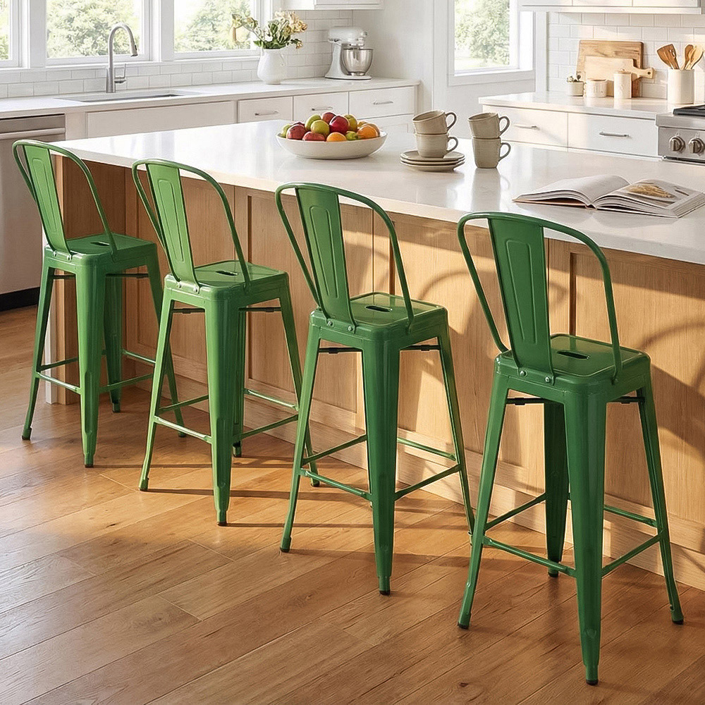 FWStyle Green Gloss Metal Bar Chair 4 Pack Image 1