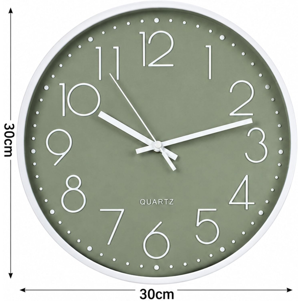 Marco Paul Sage Green Round Wall Clock 30cm Image 9