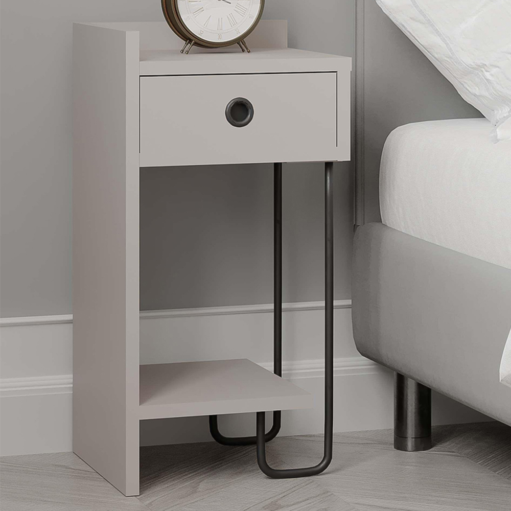 Decortie Sirius Single Drawer Single Shelf Mocha Grey Modern Left Module Bedside Table Image 1