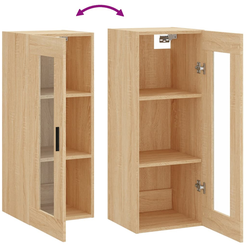 vidaXL Single Glass Door Sonoma Oak Wall Mounted Cabinet Image 8