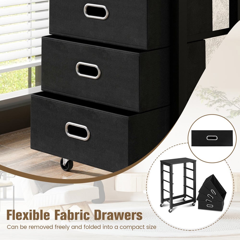 Costway 4 Drawer Black Mobile Filing Cabinet Image 7