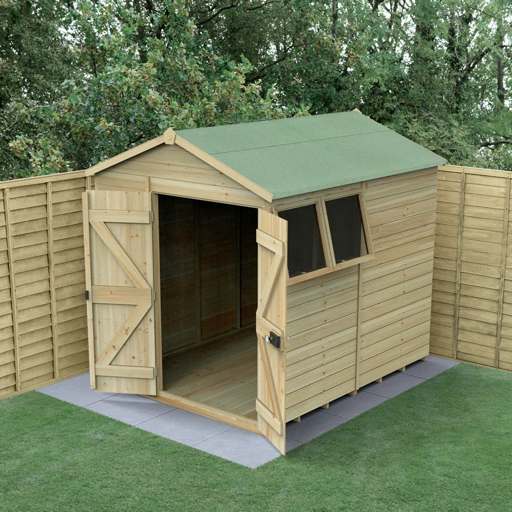 Forest Garden Timberdale 6 x 8ft 2 Opening Apex Shed Image 2