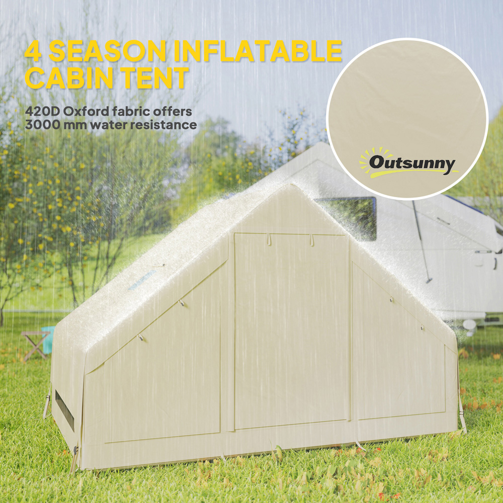 Outsunny 2-4 Person Inflatable Camping Tent with Pump Beige Image 6
