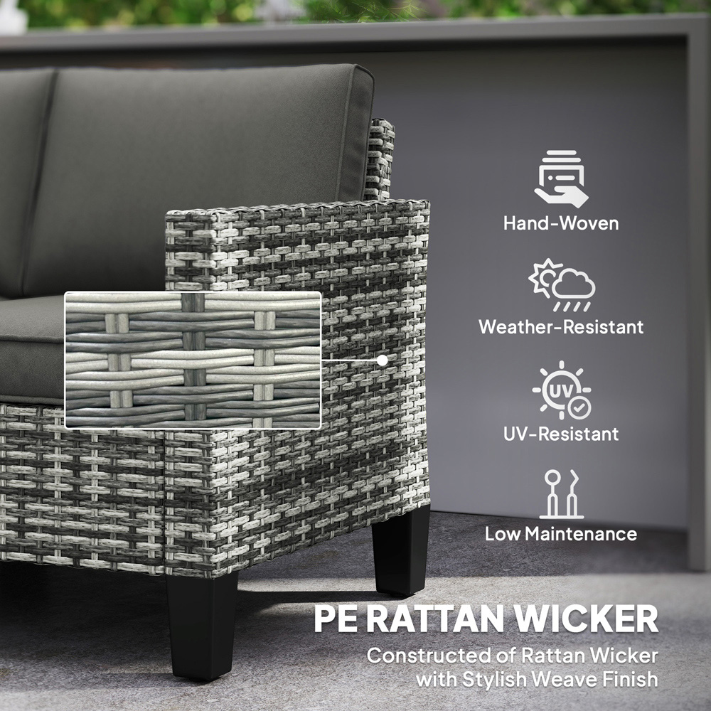 Outsunny 2 Seater Light Grey Cushion Rattan Garden Sofa Image 7