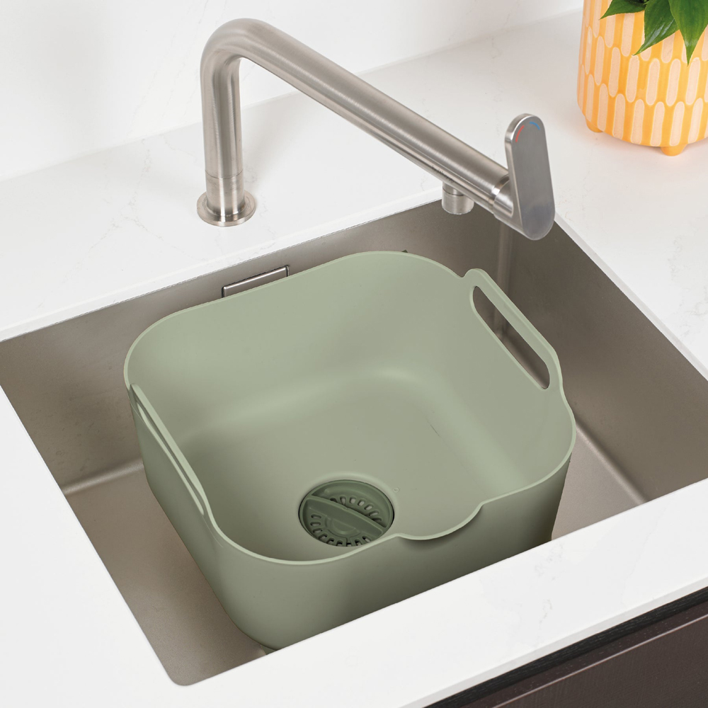 ReBorn Sage Green Deep Washing Up Bowl with Handles 9L Image 2