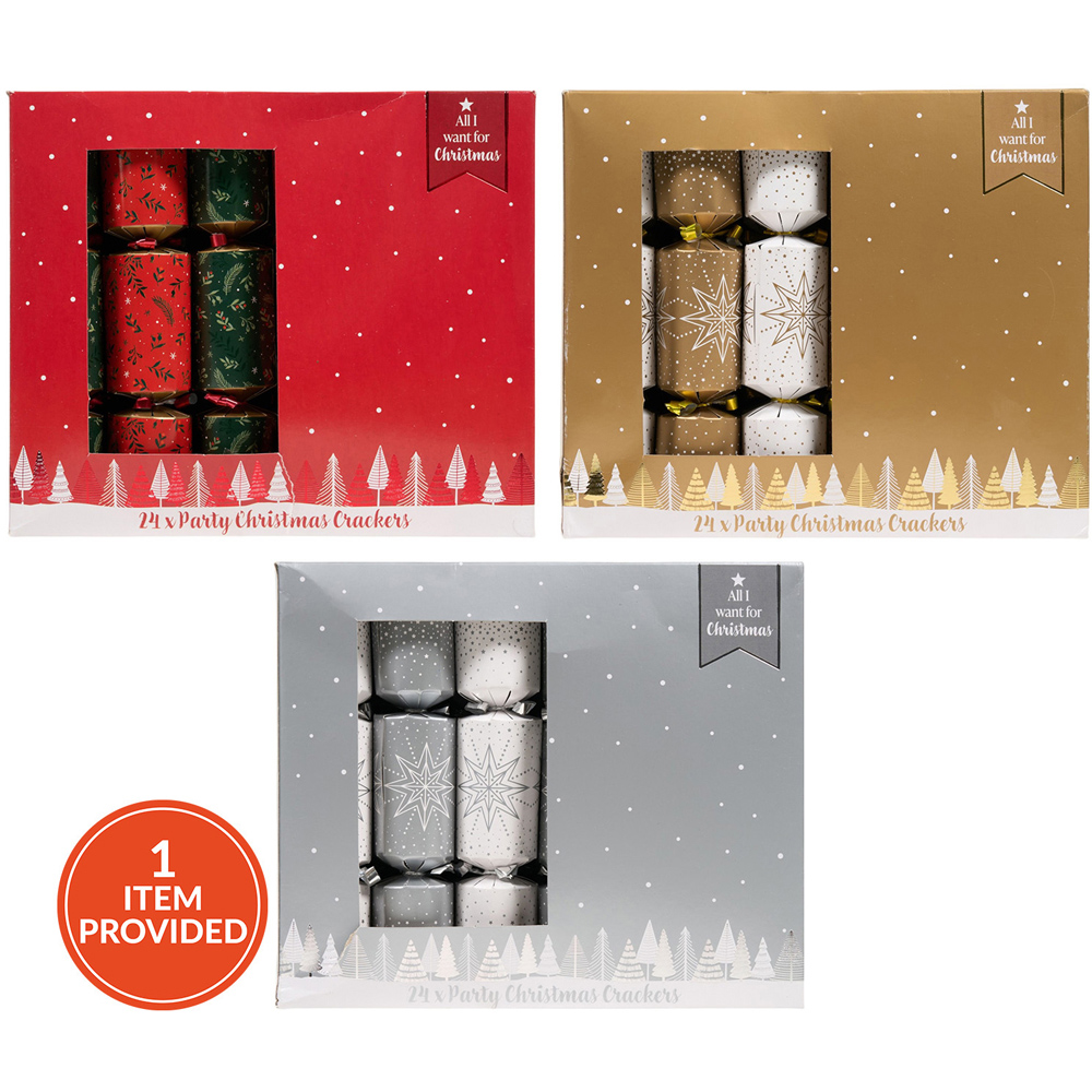Pack of 24 Party Christmas Crackers Image 1