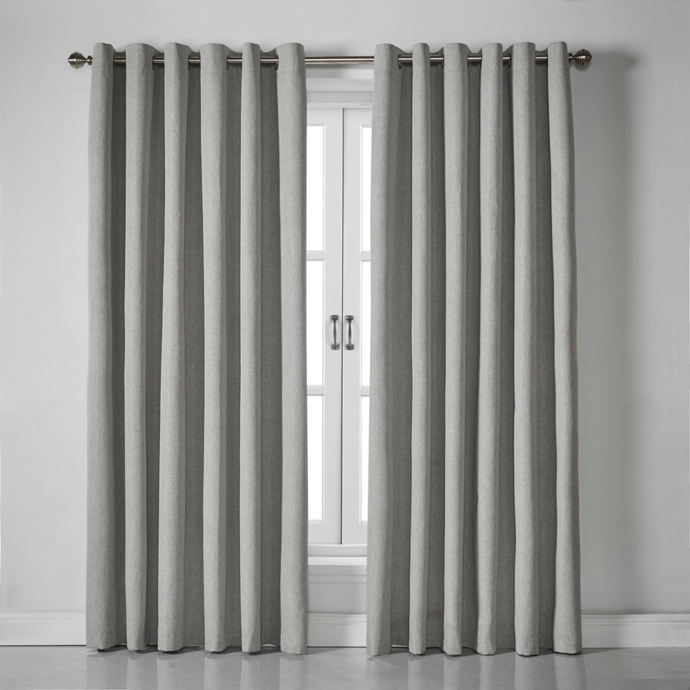 Alan Symonds Slate Linen Look Blackout Ring Top Eyelet Curtains 161 x 137cm Image 1