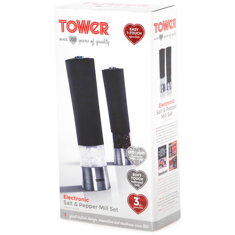 Tower Black Electric Salt and Pepper Mill Image 2