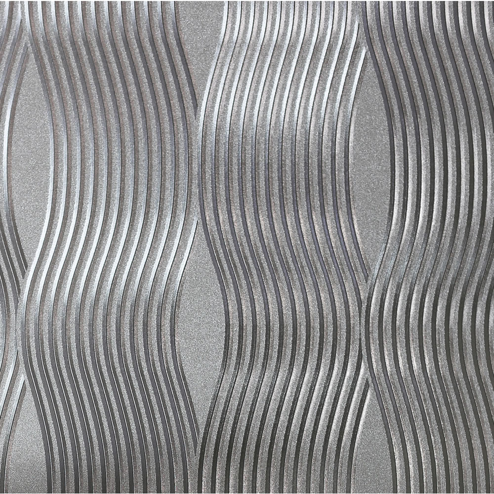 Arthouse Wallpaper Foil Wave Silver Image
