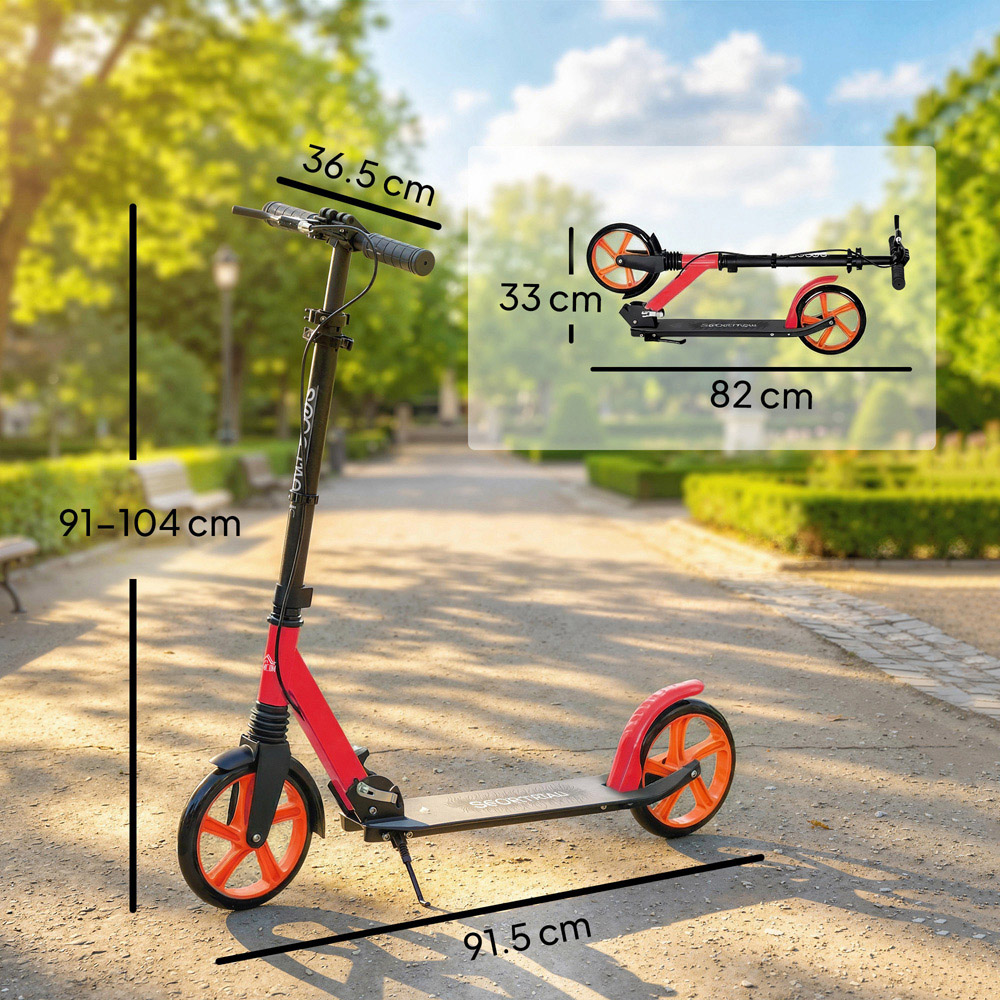 HOMCOM Red Adjustable Folding Kick Scooter Image 9