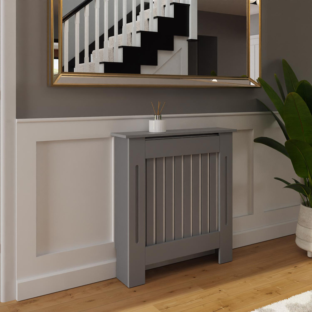 FWStyle Grey Vertical Slat MDF Radiator Cover Small Image 2
