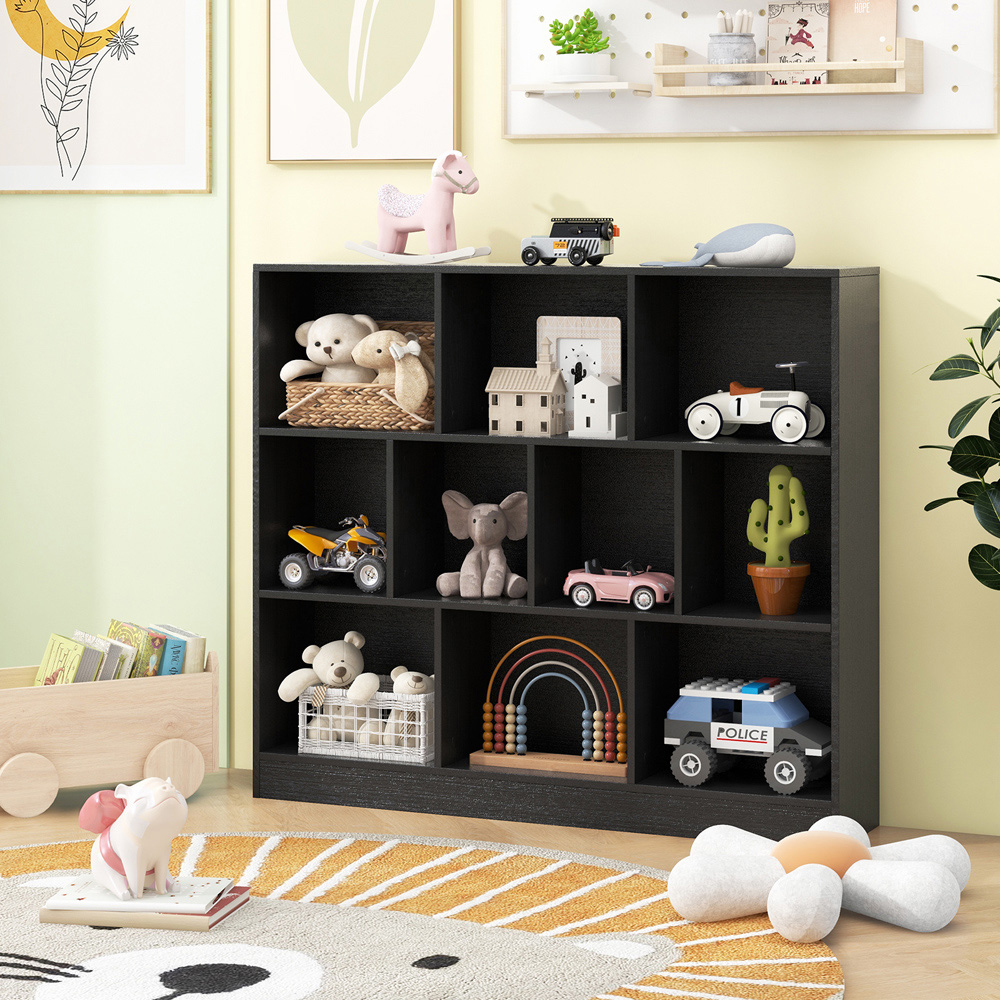 Costway 10 Cube Black Bookshelf Image 4