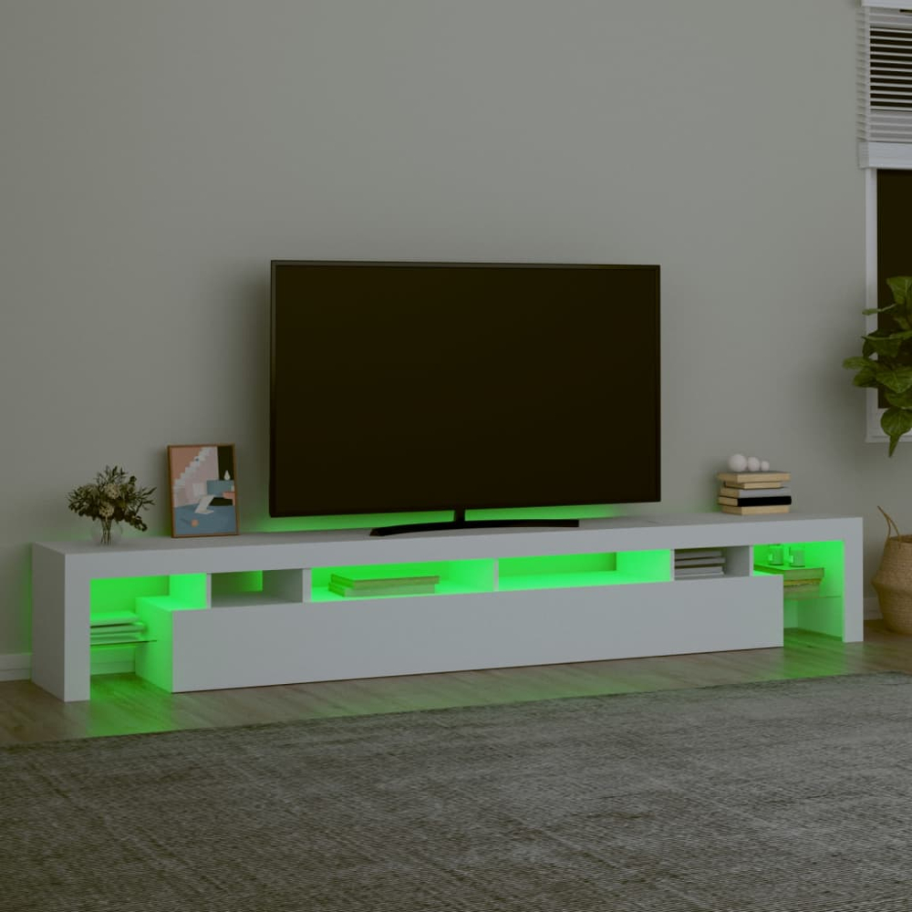 vidaXL 3 Door 6 Shelf White TV Cabinet with LED Lights Image 8