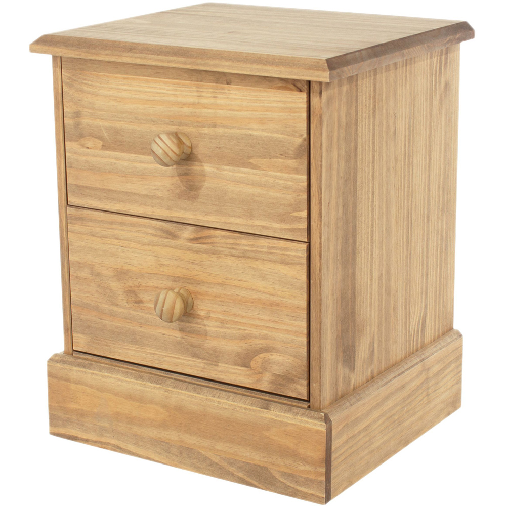 Core Products Cotswold 2 Drawer Pine Wood and MDF Bedside Table Image 2