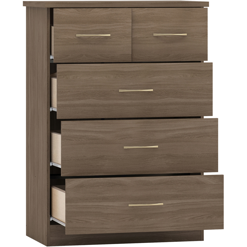 Seconique Nevada 5 Drawer Rustic Oak Chest of Drawers Image 4