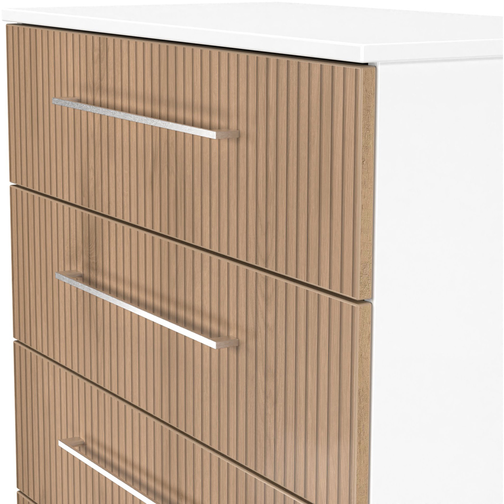 Crowndale Worcester 5 Drawer Slatt Effect and White Chest of Drawers Ready Assembled Image 6