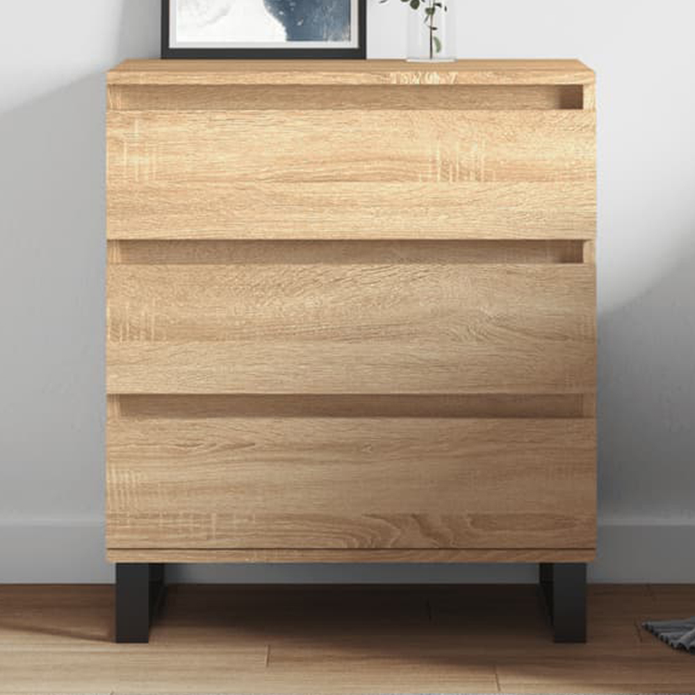 vidaXL 3 Drawer Sonoma Oak Sideboard Image 1