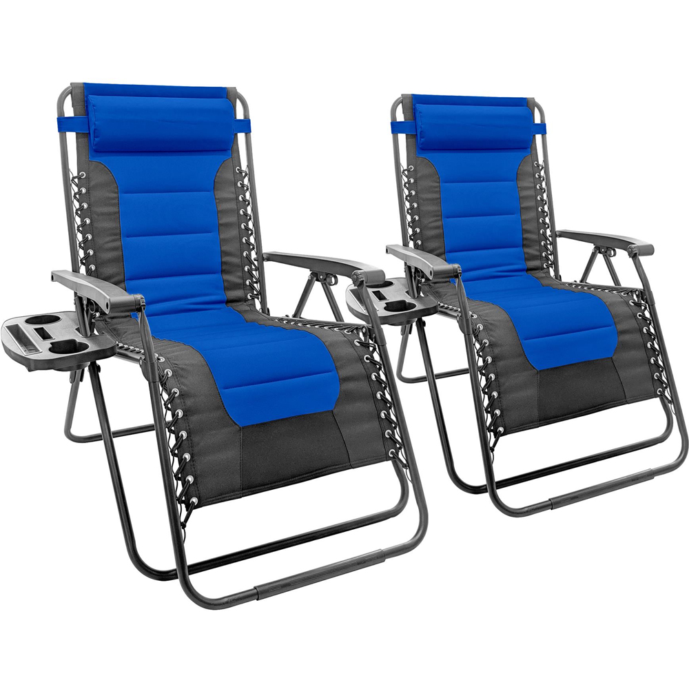 Harbour Housewares Navy Padded Zero Gravity Garden Chair 2 Pack Image 2