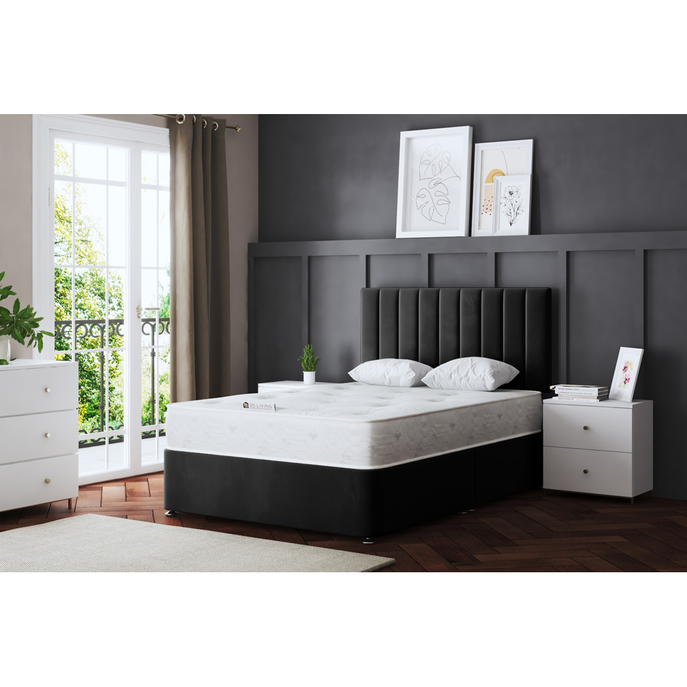 DS Living Amelia Single Black Upholstered Panel Divan Bed Image 5