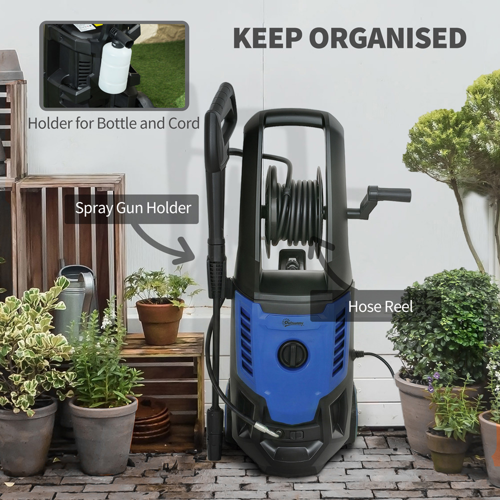 Outsunny 84H-374V70BU 2200W Power Washer with Adjustable Nozzle 170 Bar Image 7