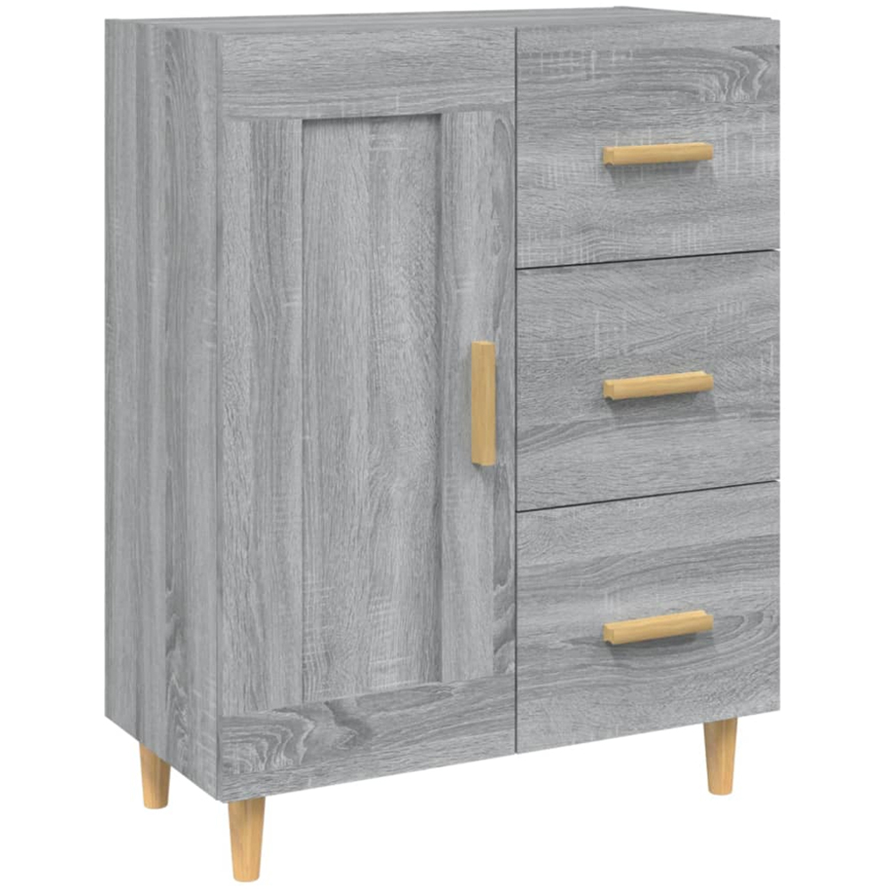vidaXL Single Door 3 Drawer Grey Sonoma Wooden Sideboard Image 2