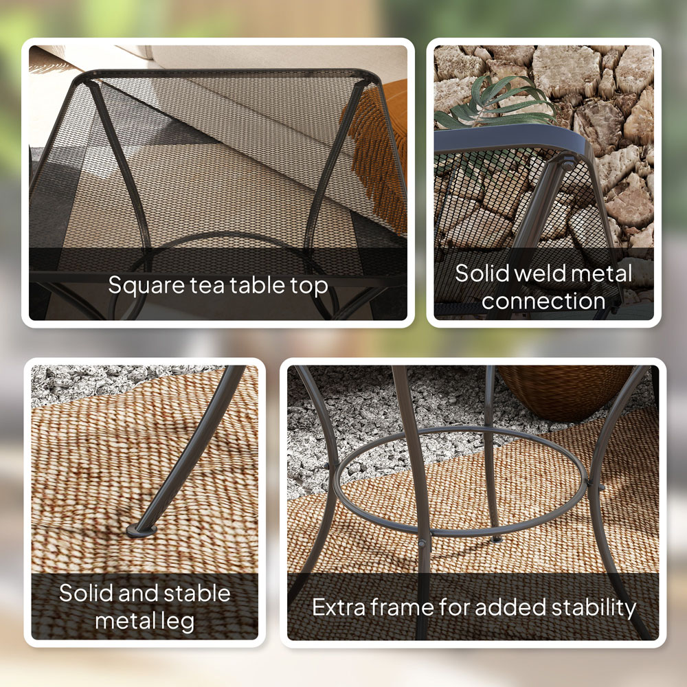 Outsunny Square Metal Bistro Table Black Image 8