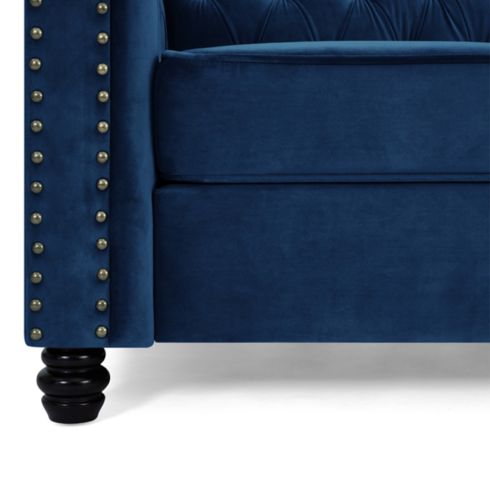 Home Detail Chesterfield 3 Seater Studded Blue Velvet Sofa Image 5