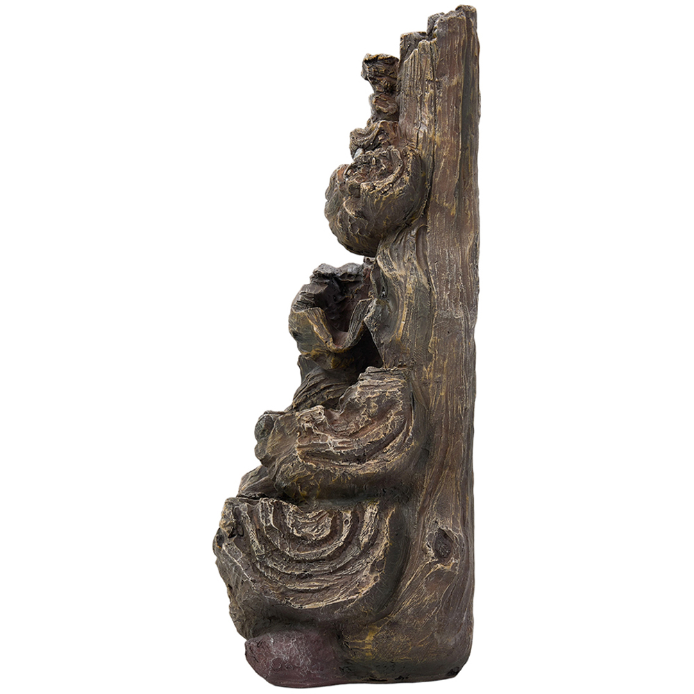 Living and Home 5-Tier Rustic Log Wood and Rock Effect Solar LED Water Feature Image 2