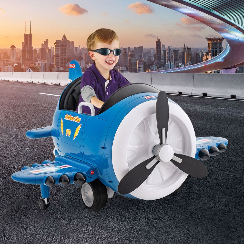 Costway Blue Kids Ride On Electric Airplane Car Toy Image 2