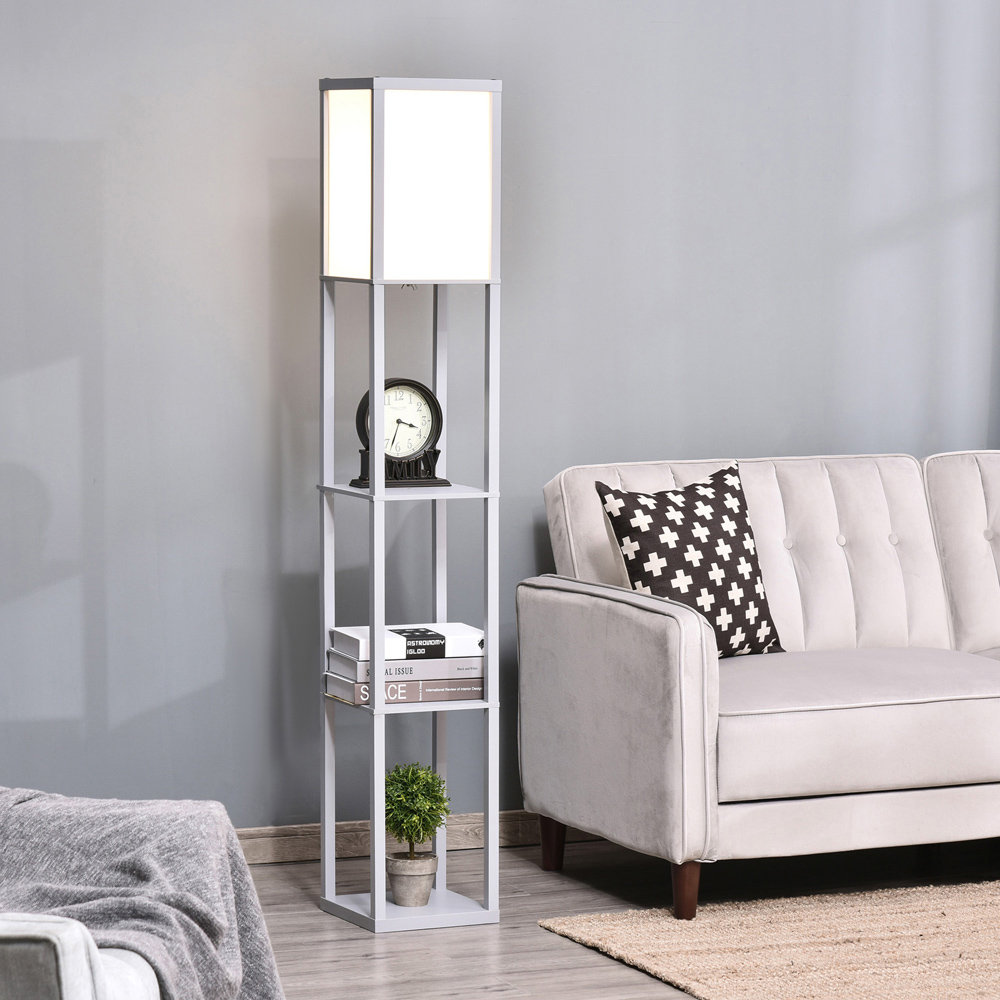 Portland 3 Shelf Grey Modern Floor Lamp Image 2