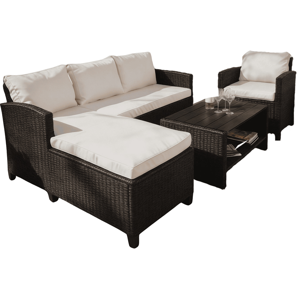 Home Source Trapani 5 Seater Black Rattan Garden Lounge Set Image 2