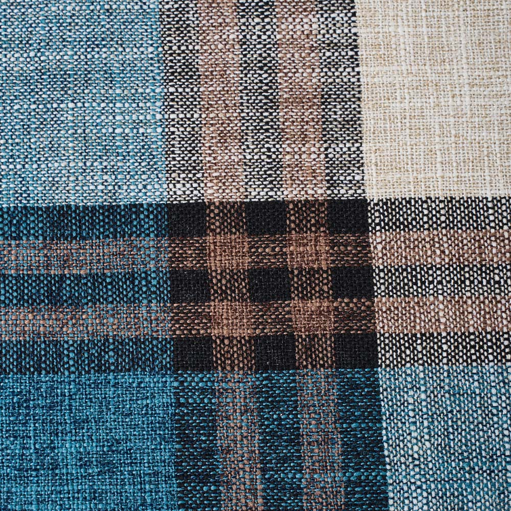 Living and Home Blue Tartan Linen Storage Ottoman Image 3