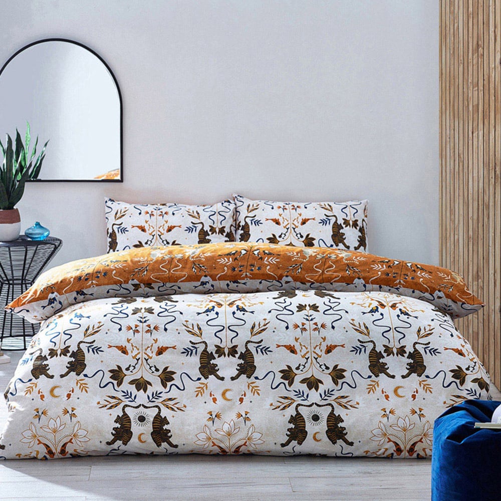 furn. Tigerfish Double Multi Botanical Duvet Cover Set Image 1